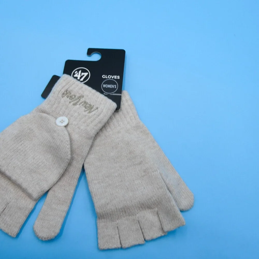 '47 Brand New York Giants Winter Gloves Womens NBA‎ Basketball Beige Open Finger
